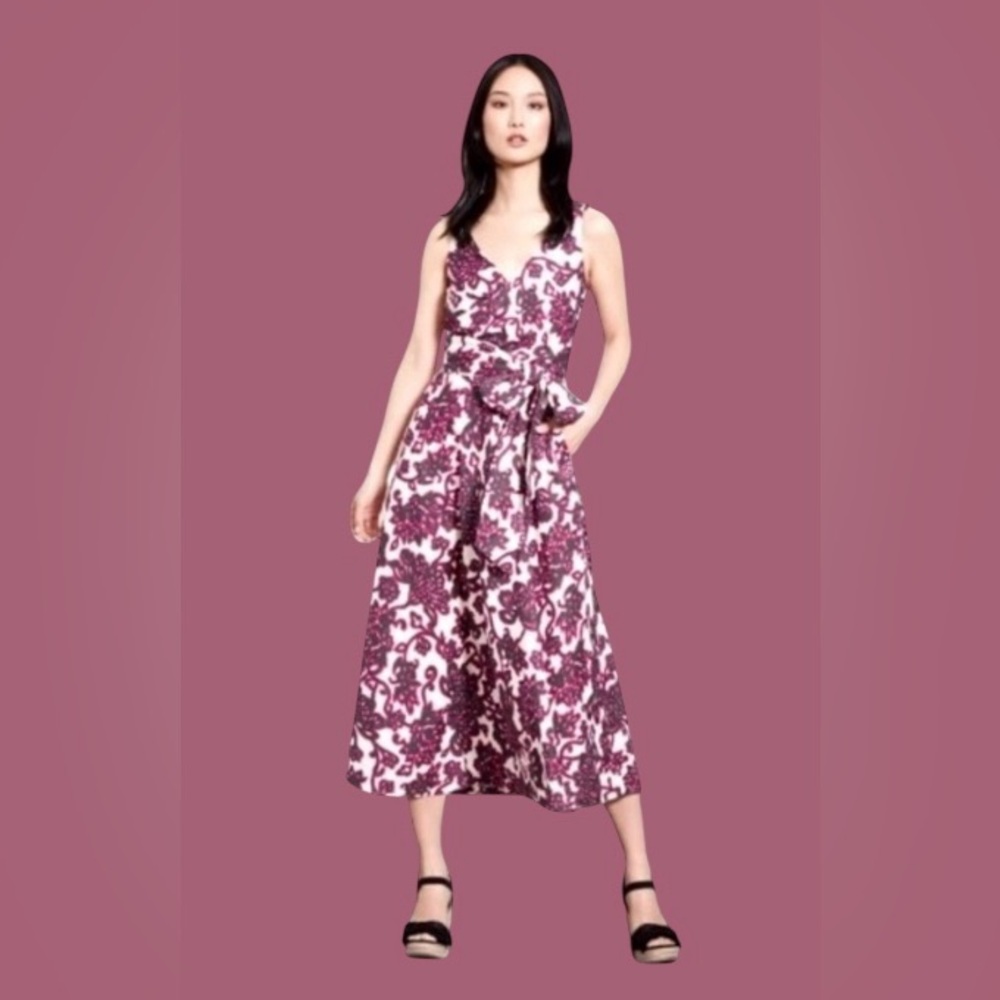 🔥 BODEN! “RIVIERA” MIDI-DRESS!! STUNNING PATTERN! LINEN COTTON BLEND!
